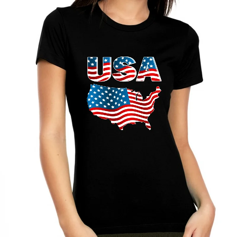 4th of July Shirts for Women USA Shirt American Flag Shirt for Women Patriotic Shirts for Women Polka Dot Checkered Tartan