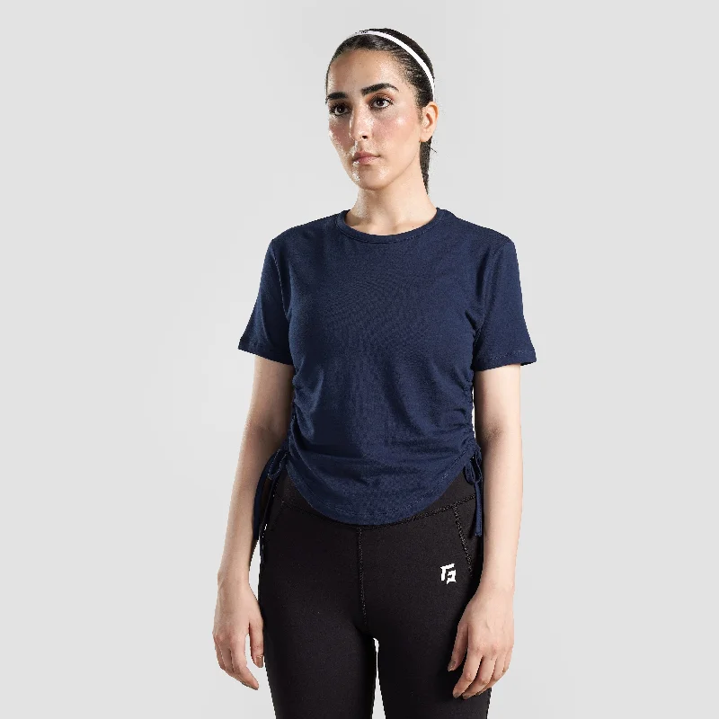 Active Shape Crop Tee (Navy) Elasticated Padded Insulated