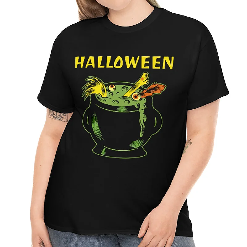 Boiling Pot Halloween Tops for Women Plus Size 1X 2X 3X 4X 5X Witch Shirts Plus Size Halloween Costumes for Women Handmade Hand-knitted Hand-woven