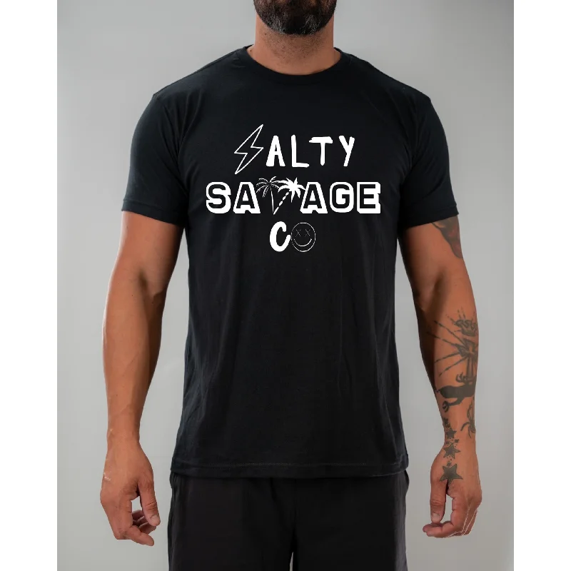 Salty Savage Unisex "90's Logo" Tee Polka Dot Checkered Tartan