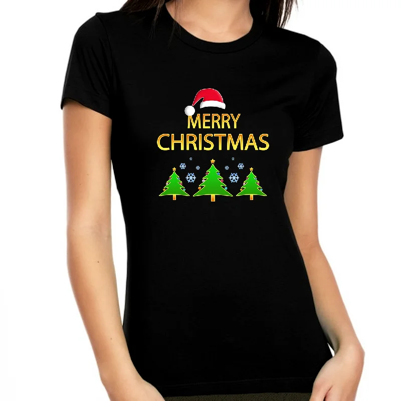 Cute Christmas Shirts for Women Cool Matching Christmas Clothes for Family Merry Christmas Shirt Satin Blend Silk Blend Wool Blend