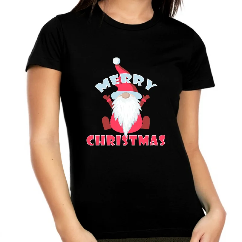 Cute Plus Size Christmas Shirts for Women Plus Size Christmas Shirts Cute Gnome Merry Christmas Shirt Anti-Pilling Machine Wash Handmade