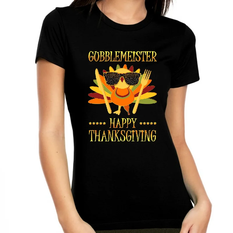 Cute Thanksgiving Shirts for Women Gobble Turkey Shirt for Women Thanksgiving Shirt Fall Shirts Mesh Canvas Denim