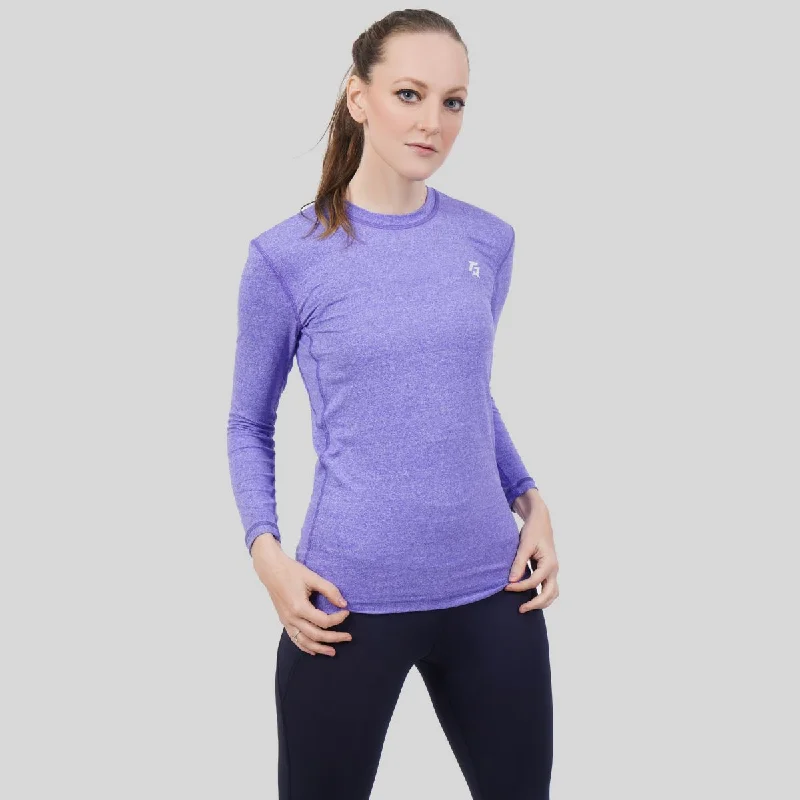 Element Long Sleeves Tee (Purple) V-Neck T-Shirt Long Sleeve Cotton