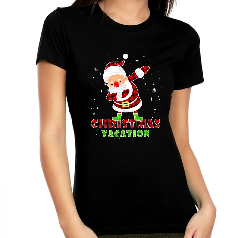 Funny Christmas Shirts for Women Matching Xmas Vacation Christmas Clothes Womens Christmas Shirt Layered Multi-layer Single Layer