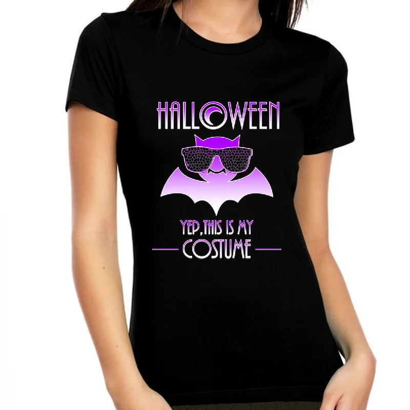 Funny Halloween Shirts for Women Cute Halloween Clothes for Women Purple Bat Womens Halloween Shirts Satin Fabric Silk Fabric Chiffon Fabric