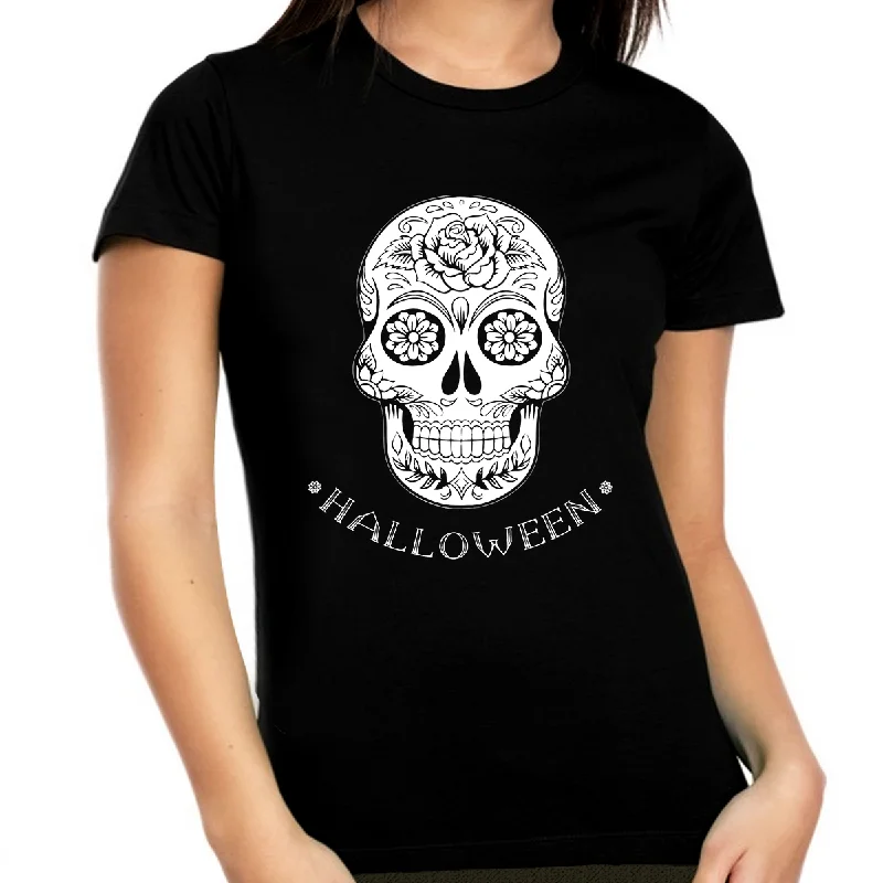 Halloween Shirts for Women Plus Size 1X 2X 3X 4X 5X Skeleton Shirt Cute Halloween Shirts for Women Anti-Shrink Durable Soft