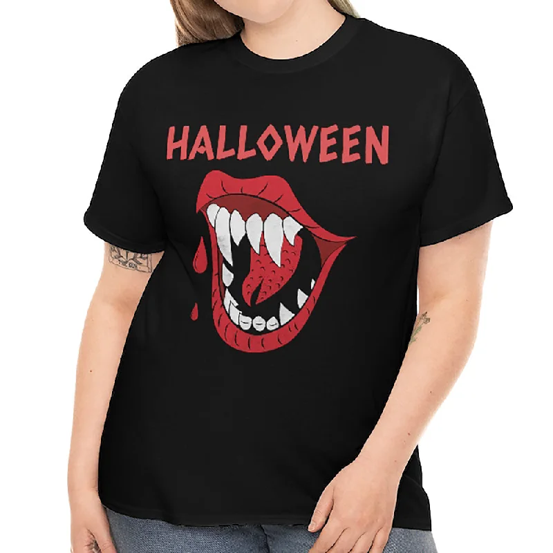 Halloween Smile Halloween T Shirts for Women Plus Size 1X 2X 3X 4X 5X Scary Halloween Costumes for Plus Size Women Rayon Velvet Corduroy