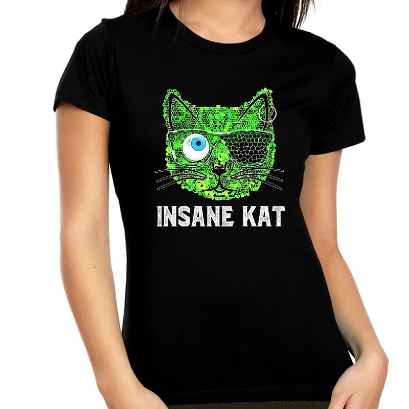 Insane Cat Shirt - Cat Mom Shirt - Cat Lady Women's Funny Graphic Tees - Cat Shirts for Women Handmade Hand-knitted Hand-woven