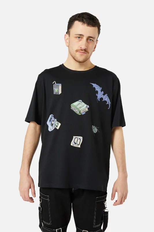 Goth Motif Tee Layered Multi-layer Single Layer