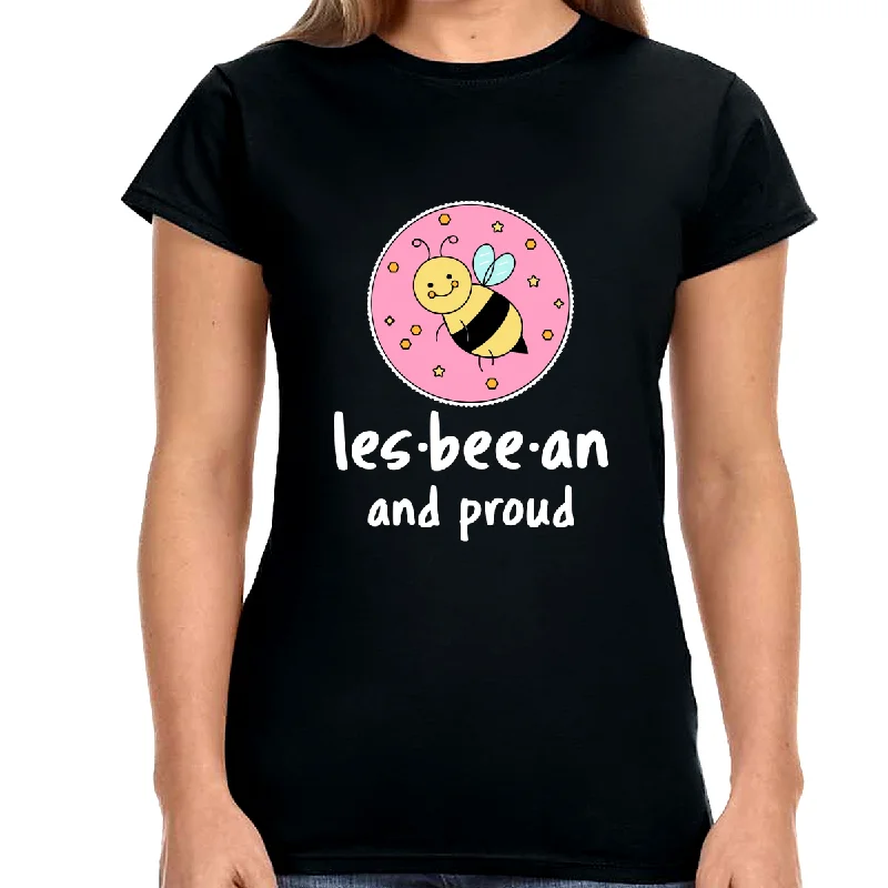 Lesbeean and Proud Bee Lesbian TShirts Womens Gay Pride Shirts for Women Plaid T-Shirt Polka Dot Checkered