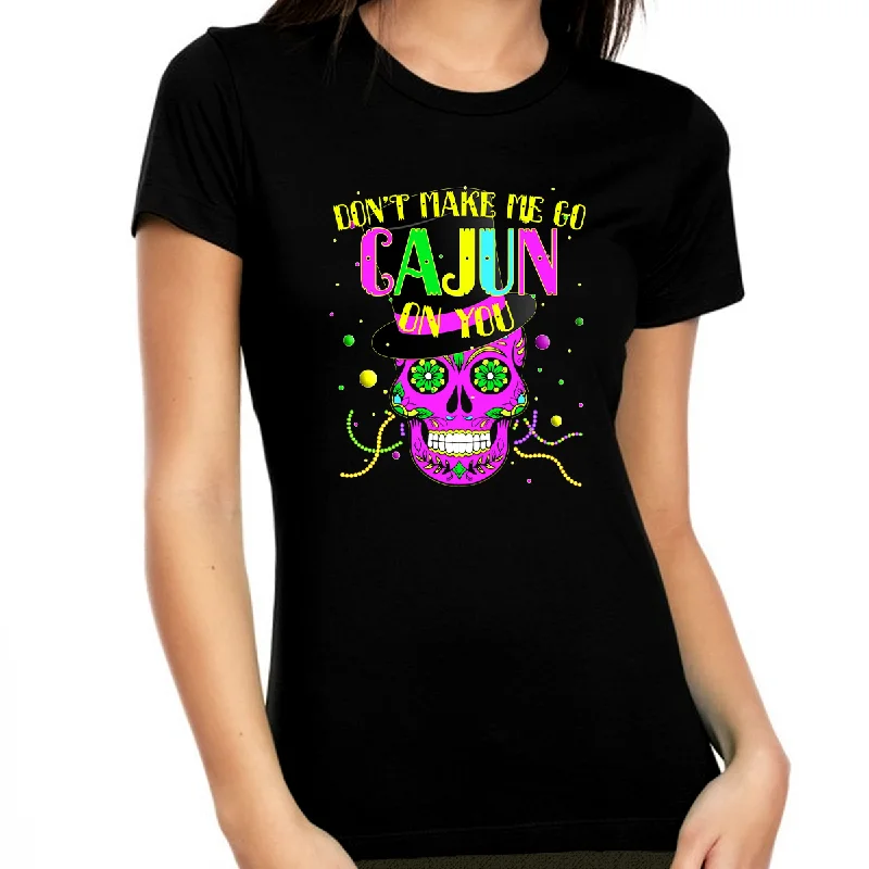 Mardi Gras Shirts for Women Funny Mardi Gras Shirts Don't Make Me Go Cajun On You NOLA Shirt Mardi Gras Tee Denim Fabric Leather Fabric Suede Fabric