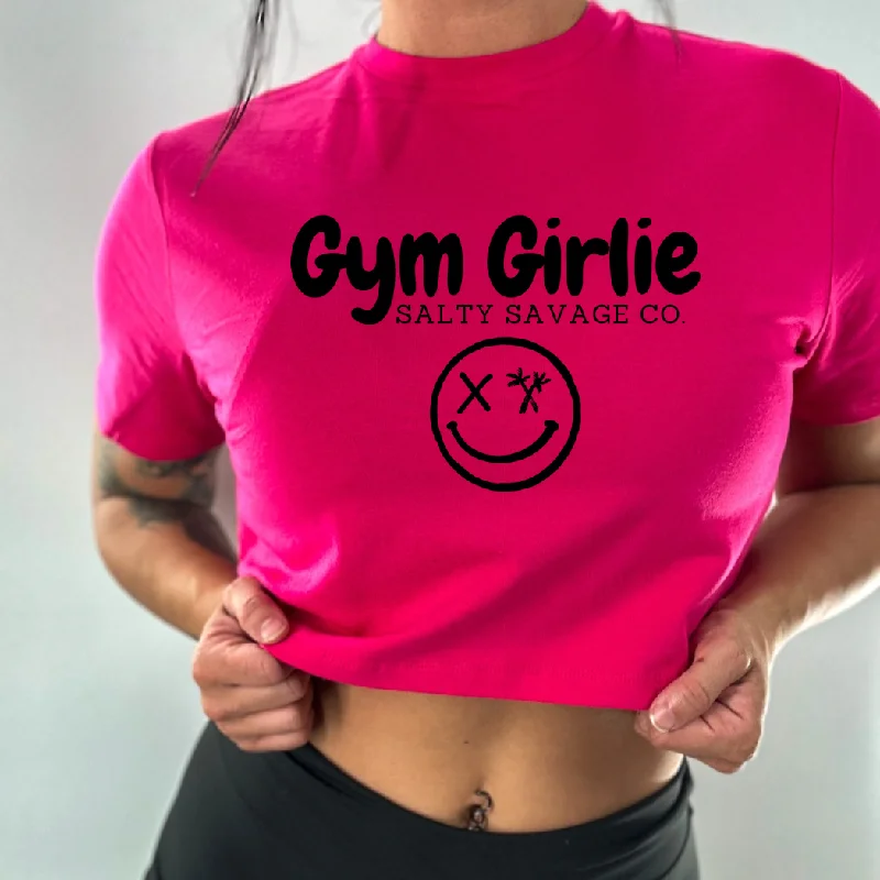 Salty Savage Ladies "Gym Girlie" Performance Crop Tee Collared Crew Neck Turtle Neck