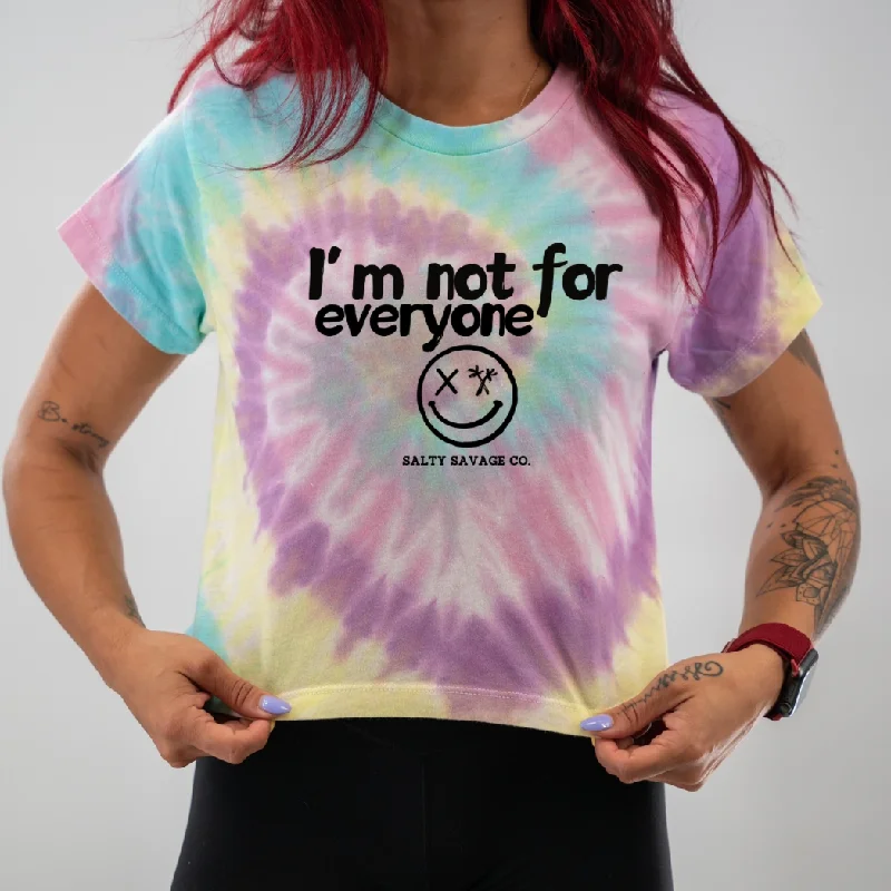 Salty Savage Ladies "I’m not for everyone" Spiral Tie Dye Crop Tee Print Jacquard Patchwork