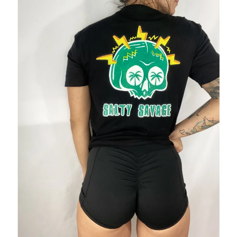 Salty Savage Unisex “Bolt Skull” Tee Boxy Fit Fitted Loose