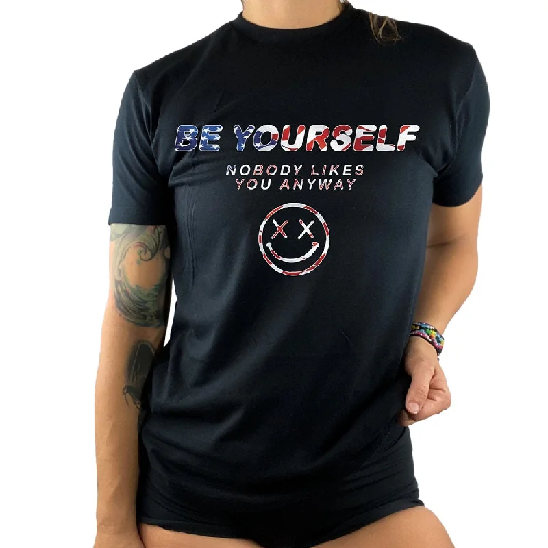 Salty Savage Unisex “BE YOURSELF" Tee | USA Flag Edition Iron Safe Non-Iron Wrinkle Free