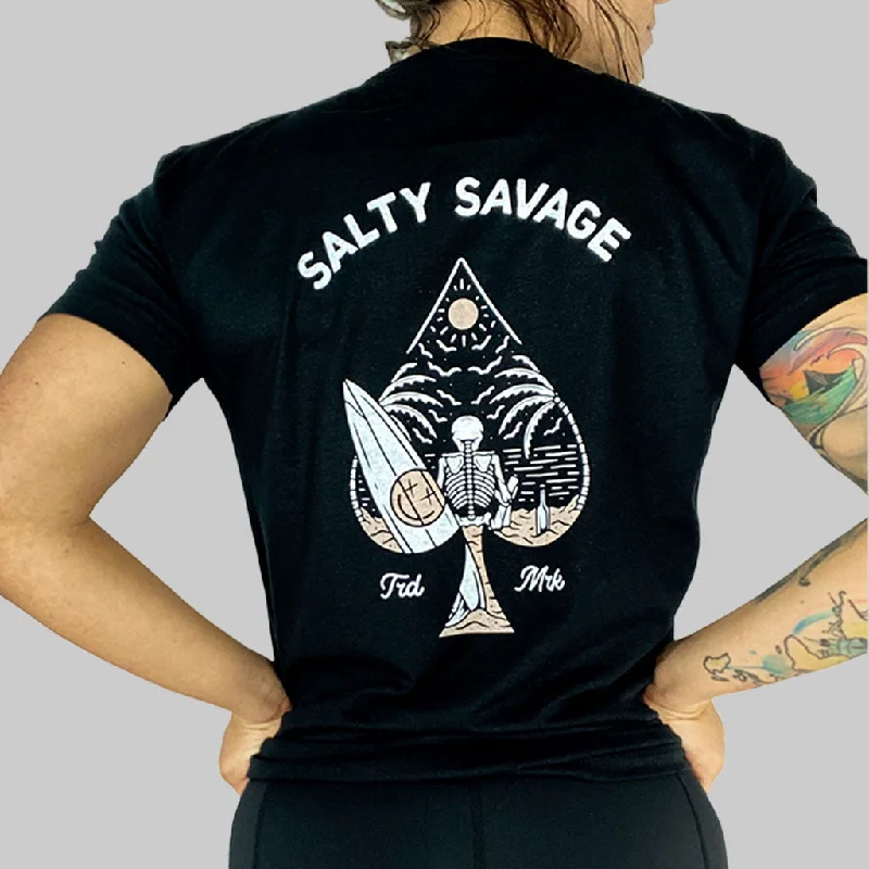 Salty Savage Unisex "Beach Spade" Tee Collared T-Shirt Boat Neck A-Line