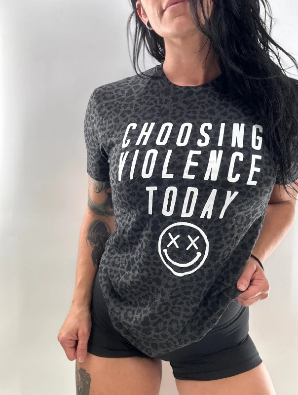 Salty Savage Unisex "Choosing Violence Today" Crew Tee Zippered Front Buttoned Front Snap Front