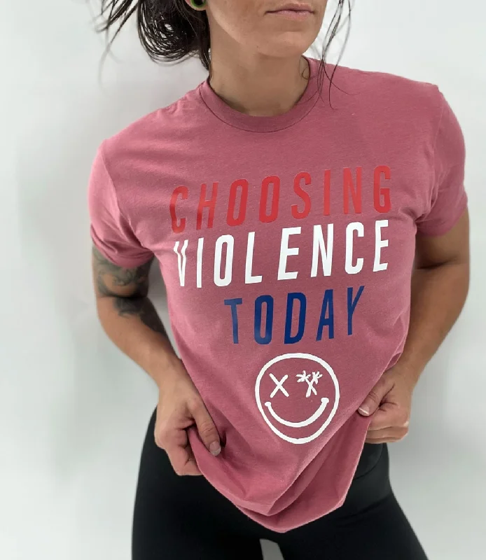 Salty Savage Unisex "CHOOSING VIOLENCE TODAY" Tee | USA Edition Solid Color Striped Floral