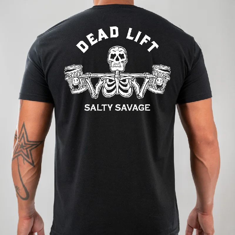 Salty Savage Unisex  “DEAD LIFT" Tee | Business in the Front, Party in the Back Spandex Blend Rayon Blend Denim Blend