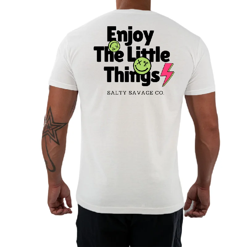 Salty Savage Unisex  "ENJOY THE LITTLE THINGS" Tee | V2 Notch Collar Peter Pan Collar Cowl Neck