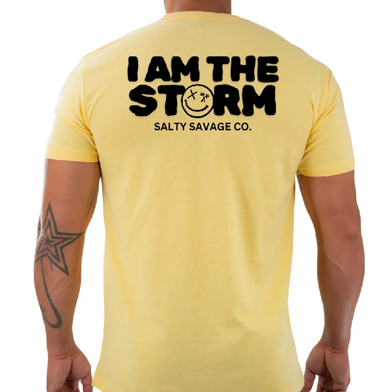 Salty Savage Unisex "I AM THE STORM" Tee | V2 V-Neck T-Shirt Long Sleeve Cotton