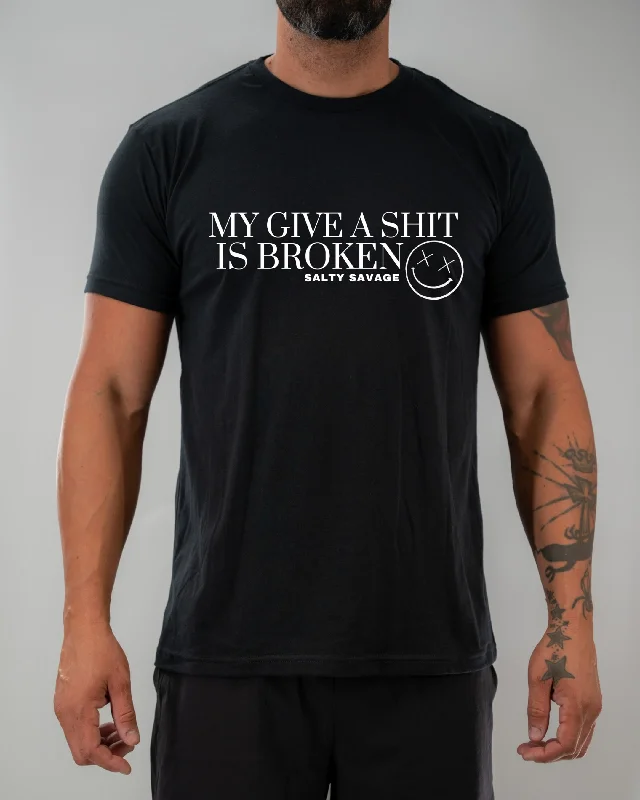 Salty Savage Unisex "My Give a Shit is Broken" Tee Thin T-Shirt Open Front Quick Dry