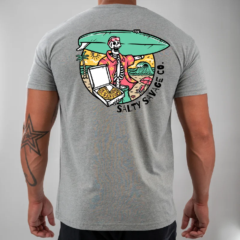 Salty Savage Unisex “PIZZA PARTY" Tee | Business in the Front, Party in the Back Cashmere Blend Cotton Blend Poly Blend