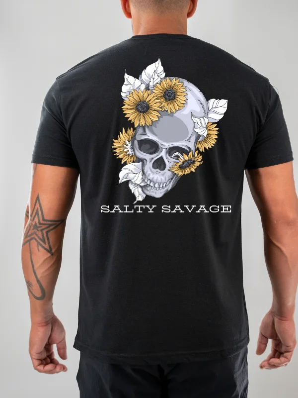 Salty Savage Unisex "Skullflower" Tee Knit Fabric Woven Fabric Fleece Fabric