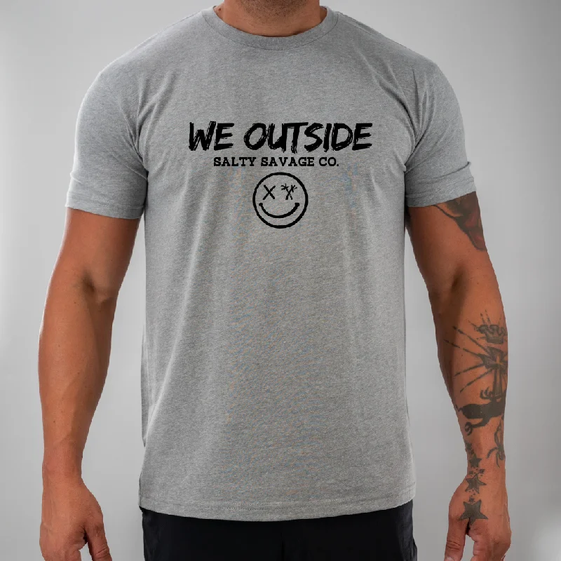 Salty Savage Unisex  "WE OUTSIDE" Tee Jersey Fabric Tulle Fabric Batik Fabric