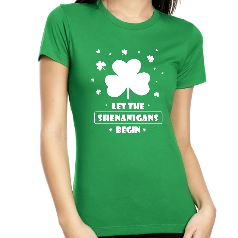 St Patricks Day Shirt Women Irish Lucky Clover Shamrock St Patricks Day Shirt for Women Shenanigans Shirt Houndstooth Herringbone Solid