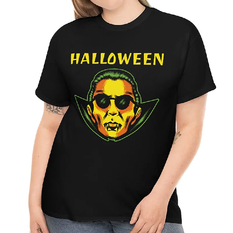 Vampire Plus Size Halloween Shirts for Women Cool Dracula Shirt Plus Size Halloween Costumes for Women Houndstooth Herringbone Solid