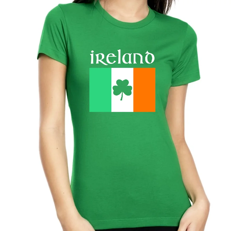 Womens St Patricks Day Shirt Ireland Flag Shirt Irish Saint Patricks Day Shirts Women Lucky Irish Shirt Hooded Caped Shawl Collar