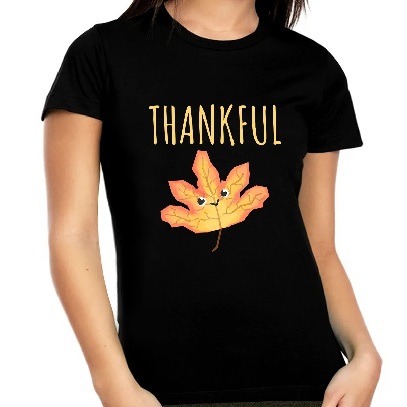 Womens Thanksgiving Shirt Cute Autumn Leaf Plus Size Fall Shirts Women Plus Size Thankful Shirts for Women Chenille Brocade Lace